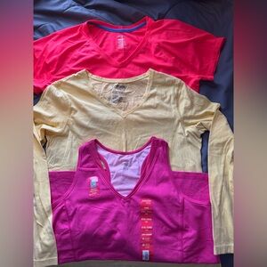 3 active shirts. 1 tank, 1 short sleeved, 1 long sleeved